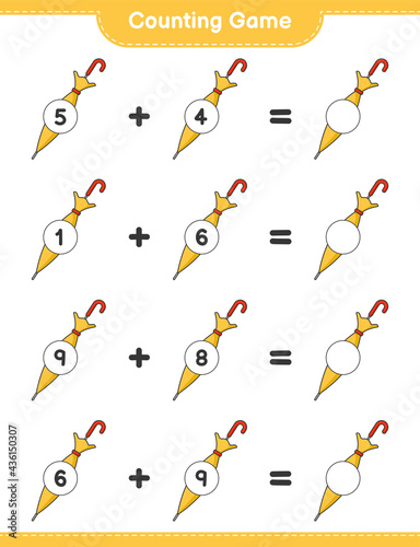Counting game, count the number of Umbrella and write the result. Educational children game, printable worksheet, vector illustration