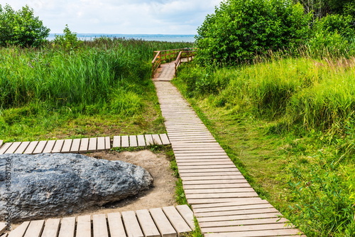 A legendary twelve-ton boulder Blue stone  in the Pleshcheyevo National Park near  Pereslavl-Zalessky, Russia.  A type of pagan sacred stones