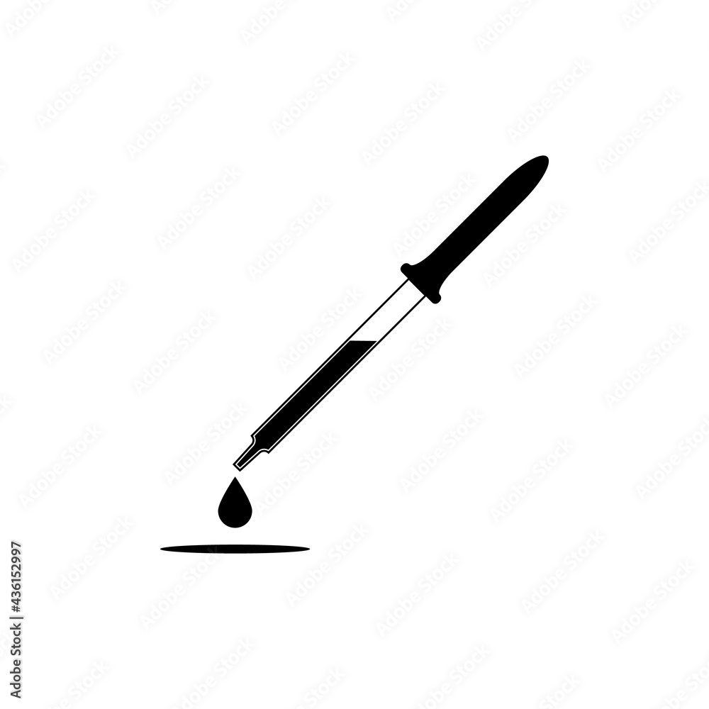 Dropper vector icon with a drop. Isolated illustration and silhouette on white background.