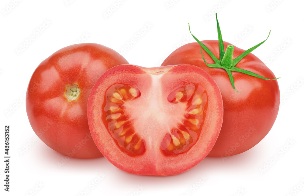 Vegetable composition with fresh red tomatoes isolated on a white background. Vegetable composition with fresh red tomatoes isolated on a white background.