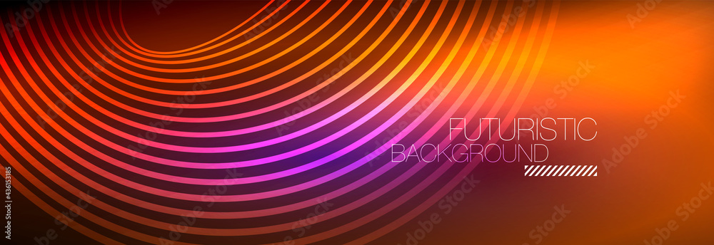 Dark abstract background with glowing neon circles. Trendy layout template for business or technology presentation, internet poster or web brochure cover, wallpaper Dark abstract background with glowing neon circles. Trendy layout template for business or technology presentation, internet poster or web brochure cover, wallpaper