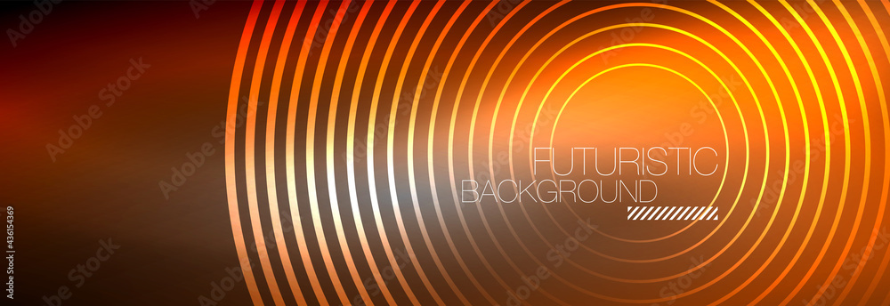 Dark abstract background with glowing neon circles. Trendy layout template for business or technology presentation, internet poster or web brochure cover, wallpaper Dark abstract background with glowing neon circles. Trendy layout template for business or technology presentation, internet poster or web brochure cover, wallpaper