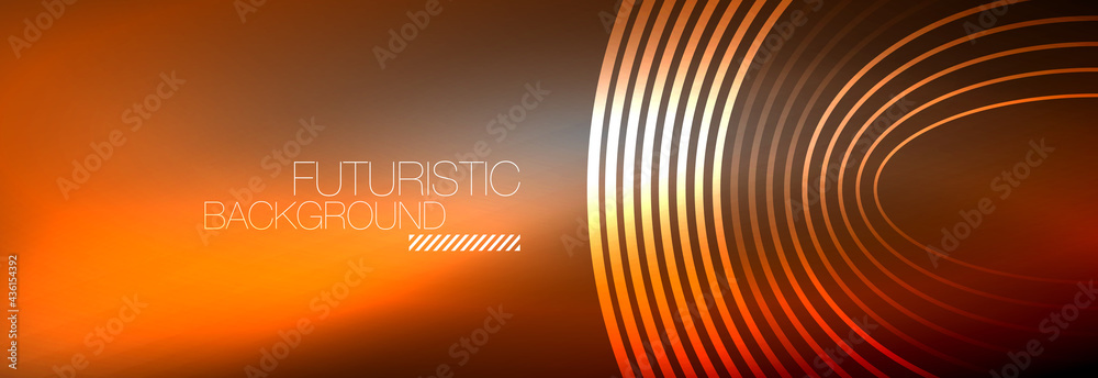 Dark abstract background with glowing neon circles. Trendy layout template for business or technology presentation, internet poster or web brochure cover, wallpaper Dark abstract background with glowing neon circles. Trendy layout template for business or technology presentation, internet poster or web brochure cover, wallpaper