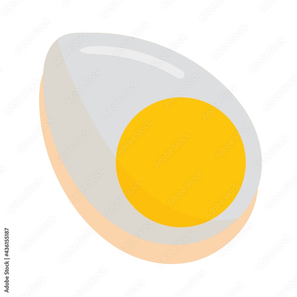 Boiled egg. Healthy breakfast. Vector illustration isolated on white background