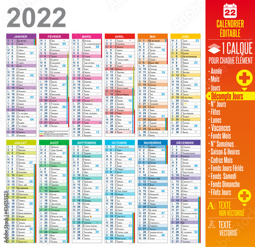 Calendrier 2022 - Template Multicalques modifiable