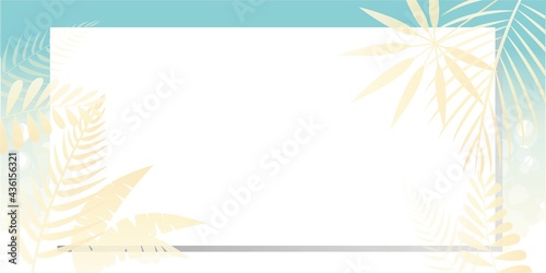 Cool Summer concept background. Tropical leave and Beach waves decoration illustration for banner, event, card, promotion background and design. Vector illustration.