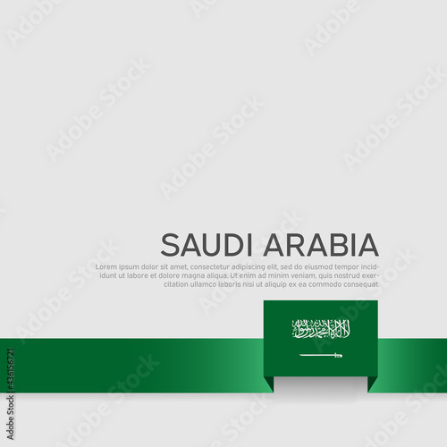 Saudi Arabia flag color ribbon on a white background. Saudi arabia flag template. Business booklet, patriotic banner, cover. National poster. Vector flat design