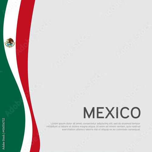 Abstract waving mexico flag. Creative background in mexico flag colors for holiday card design. National Poster. State mexican patriotic cover, business booklet, flyer. Vector tricolor design