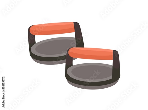 Push-up bars with handles for pushup exercise. Ergonomic home equipment for safe press-up workout. Colored flat vector illustration isolated on white background