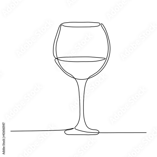 Continuous one line drawing red wine. Vector illustration. Black line art on white background.