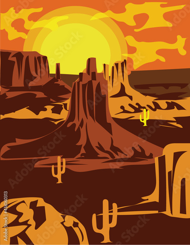 2 d wild west background · Cartoon Clipart Vector