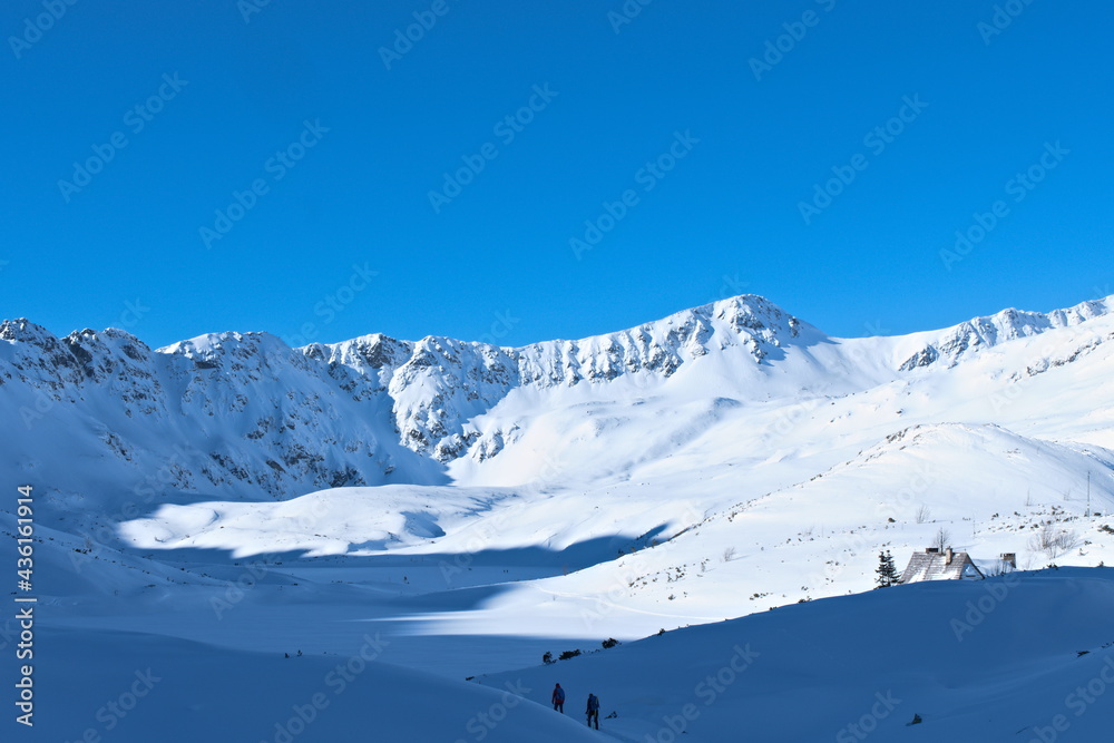 Winter Valley of the Five Polish Ponds. Winter in the Tatras. Zakopane Podhale Tatry Poland Europe.