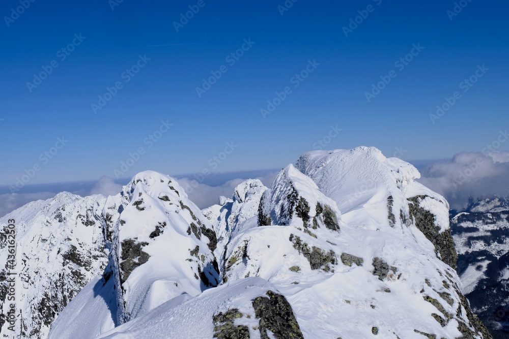 Ridge of Kozi Wierch. Winter Kozi Wierch. Winter in Tatra
