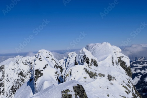 Obraz na płótnie Ridge of Kozi Wierch. Winter Kozi Wierch. Winter in Tatra w salonie