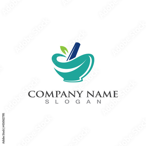 Herbal Medical traditional of pharmacy clinic vector logo design template