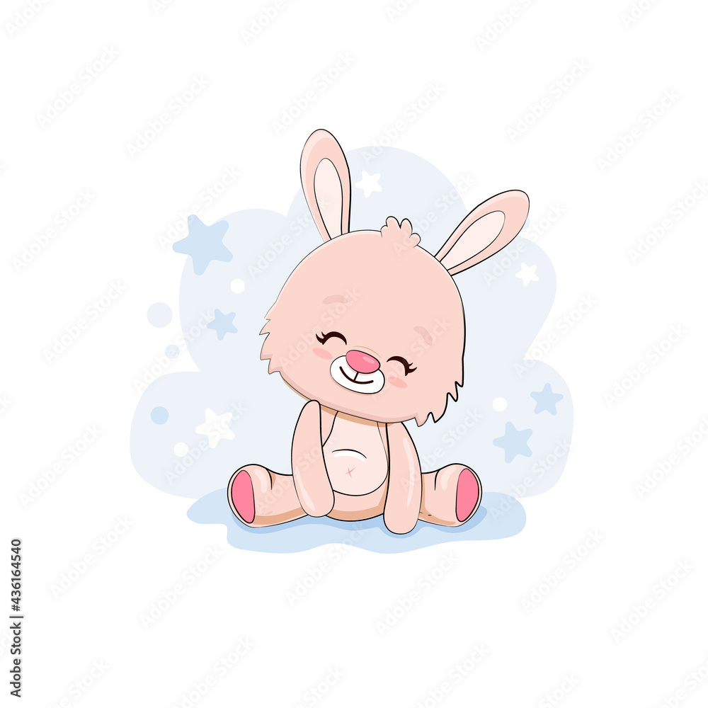 Cute cartoon bunny isolated on a white background