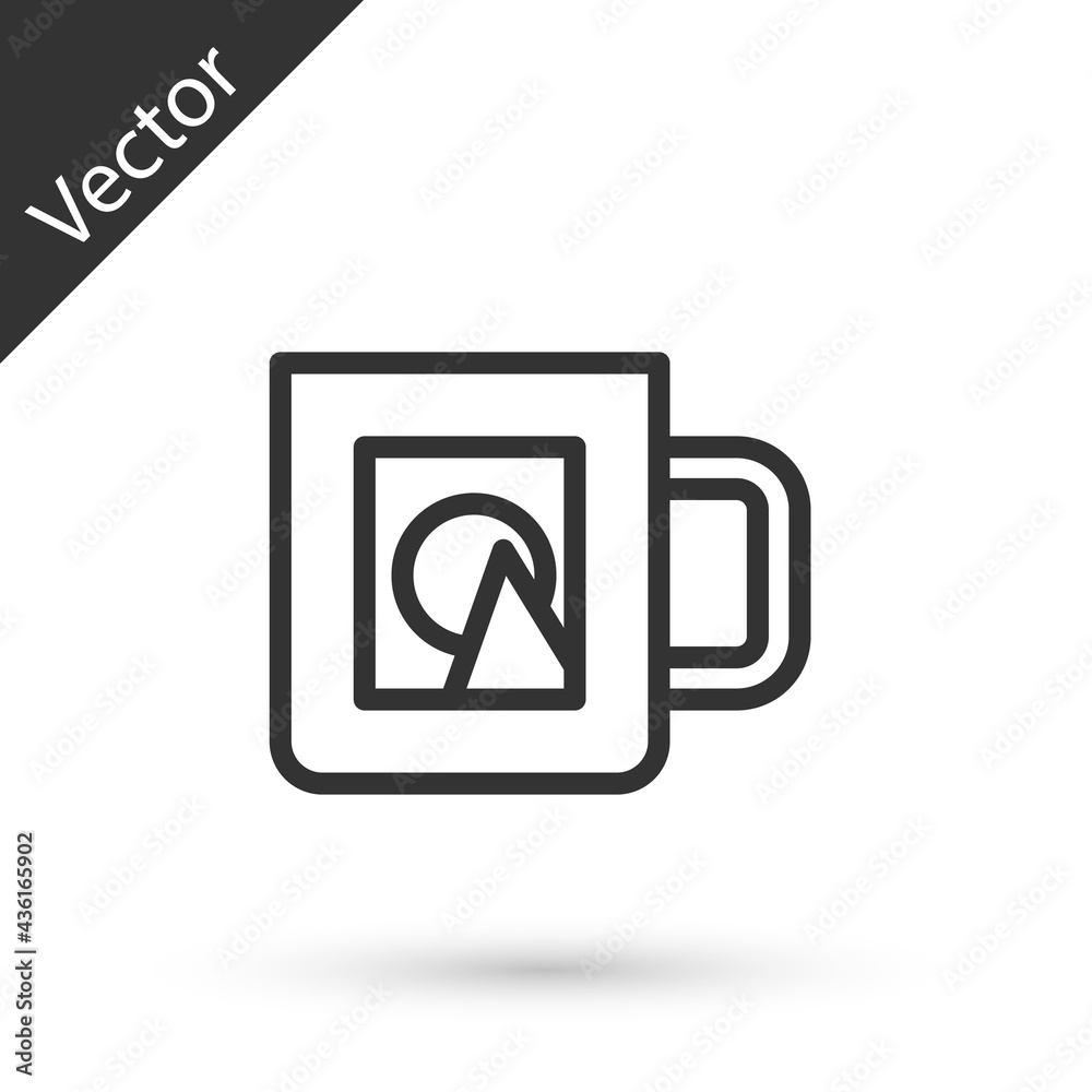 Grey line Coffee cup icon isolated on white background. Take away print. Vector Grey line Coffee cup icon isolated on white background. Take away print. Vector