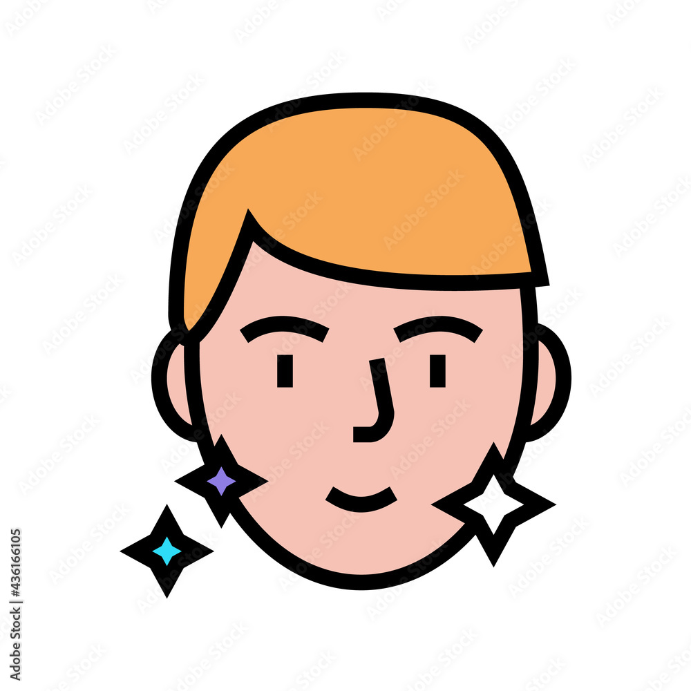 shaved face man color icon vector. shaved face man sign. isolated symbol illustration