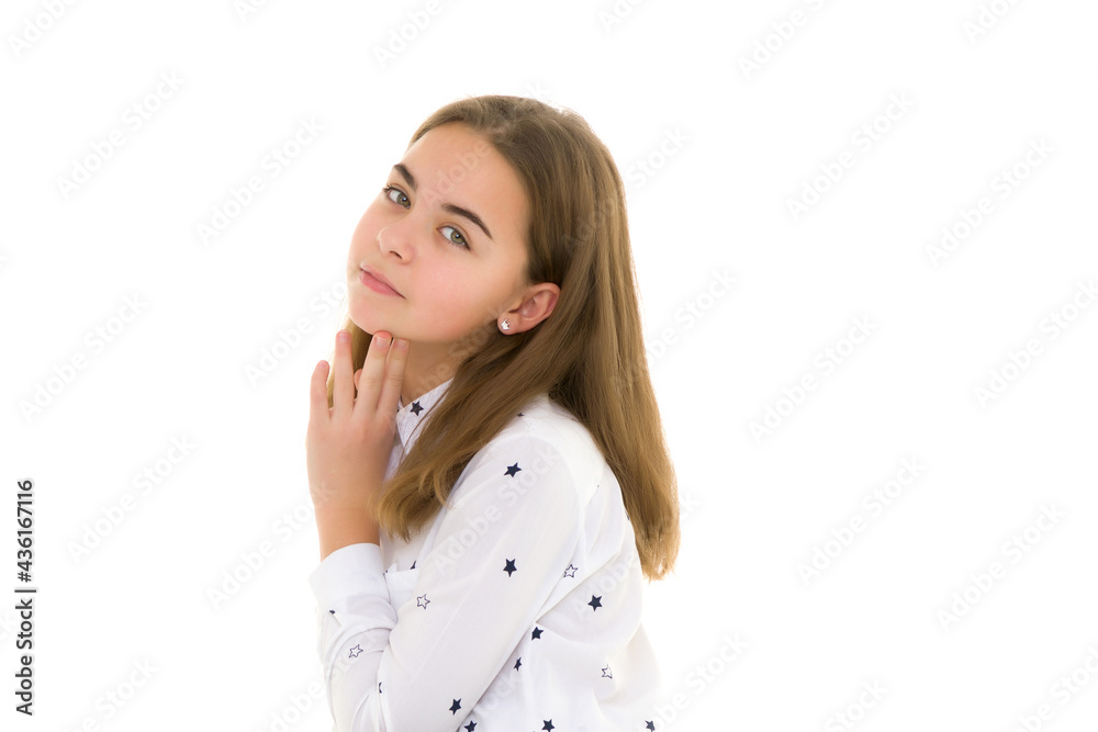 Portrait of a little girl close-up.Isolated on white background. Portrait of a little girl close-up.Isolated on white background.