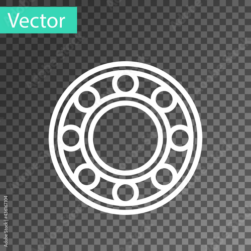 White line Bicycle ball bearing icon isolated on transparent background. Vector