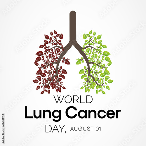 World Lung Cancer day is observed every year on August 1st, it is cancer that starts in the lungs. When a person has cancer, they have abnormal cells that cluster together to form a tumor. Vector art