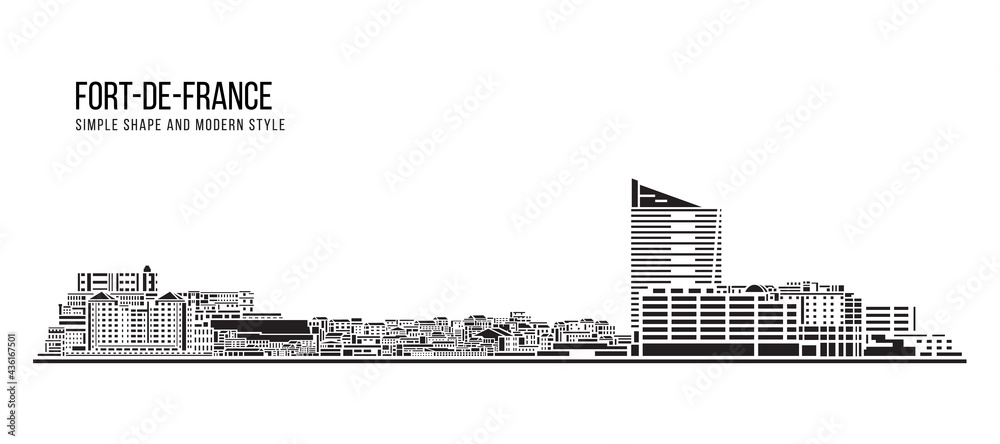 Cityscape Building Abstract Simple shape and modern style art Vector design - Fort-de-France