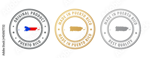 Made in Puerto Rico - set of stamps with map and flag. Best quality. Original product.