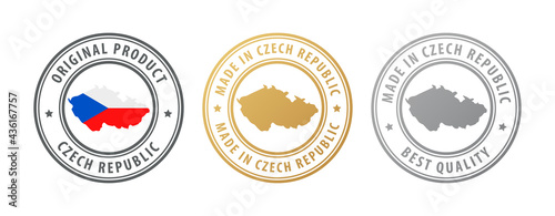 Made in Czech Republic - set of stamps with map and flag. Best quality. Original product.