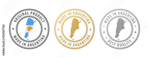 Made in Argentina - set of stamps with map and flag. Best quality. Original product.