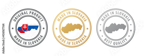 Made in Slovakia - set of stamps with map and flag. Best quality. Original product.