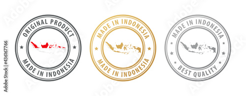 Made in Indonesia - set of stamps with map and flag. Best quality. Original product.