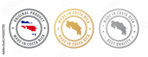 Made in Costa Rica - set of stamps with map and flag. Best quality. Original product.