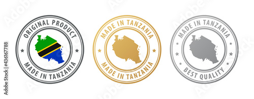 Made in Tanzania - set of stamps with map and flag. Best quality. Original product.