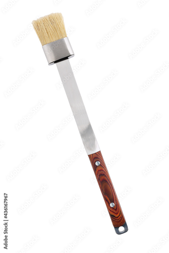 precious barbecue brush with wooden handle, isolated on white background precious barbecue brush with wooden handle, isolated on white background