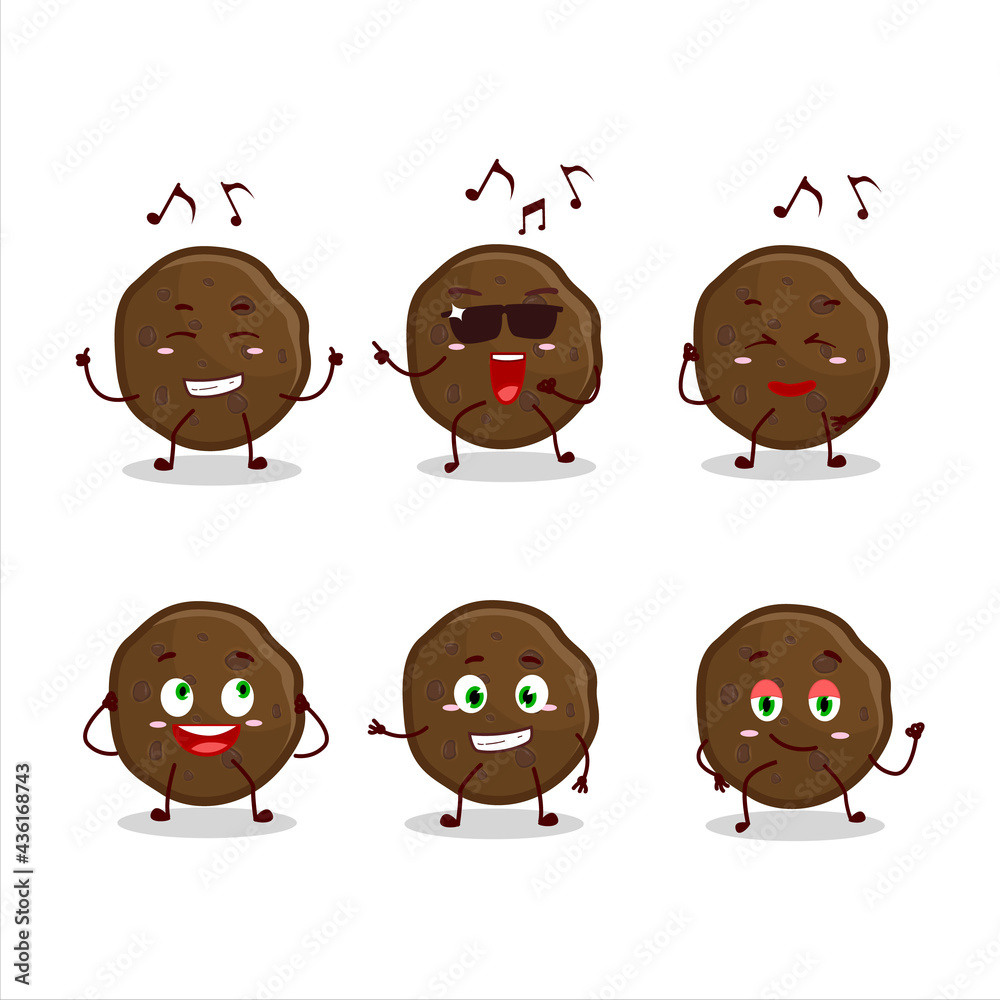 An image of chocolate cookies dancer cartoon character enjoying the music An image of chocolate cookies dancer cartoon character enjoying the music