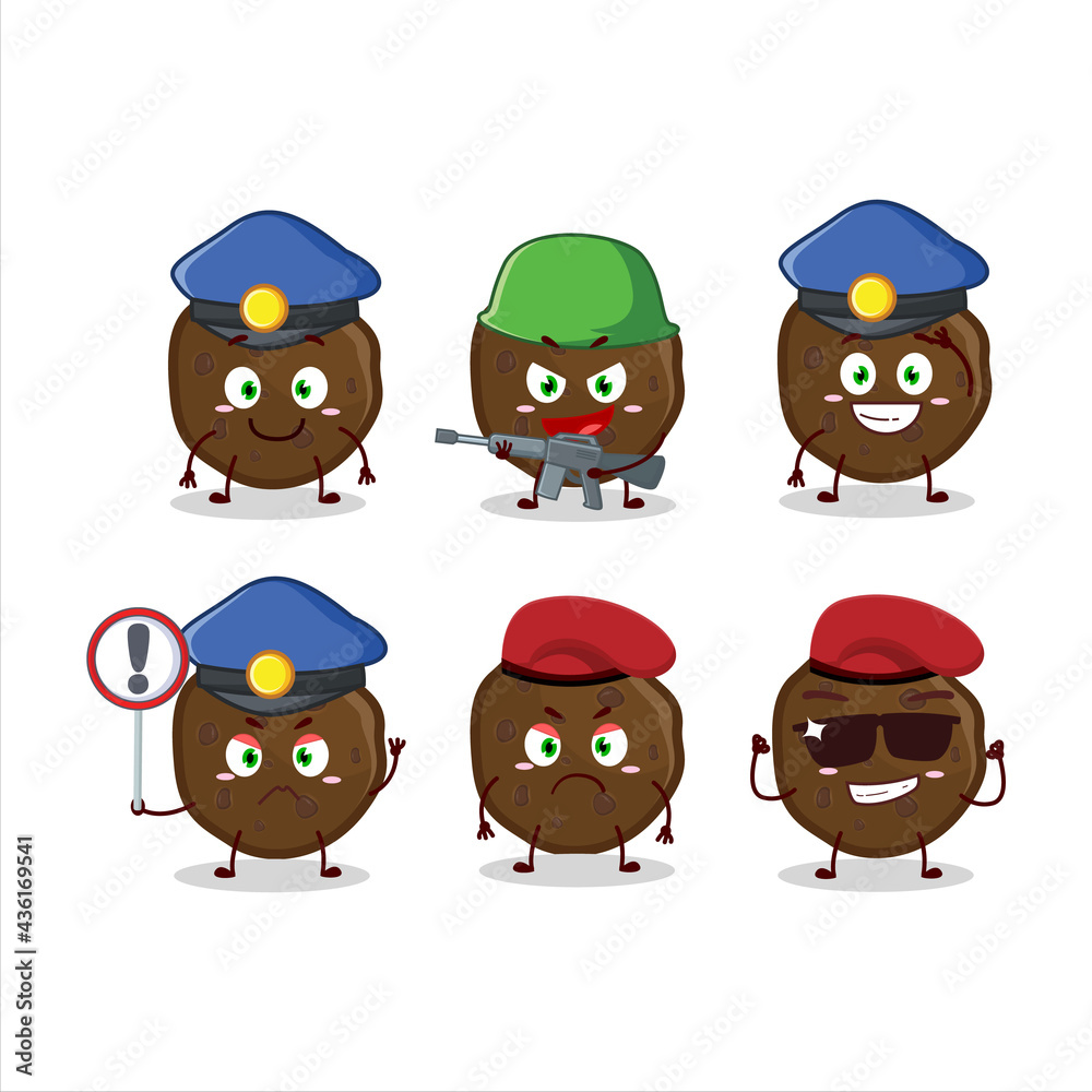 A dedicated Police officer of chocolate cookies mascot design style
