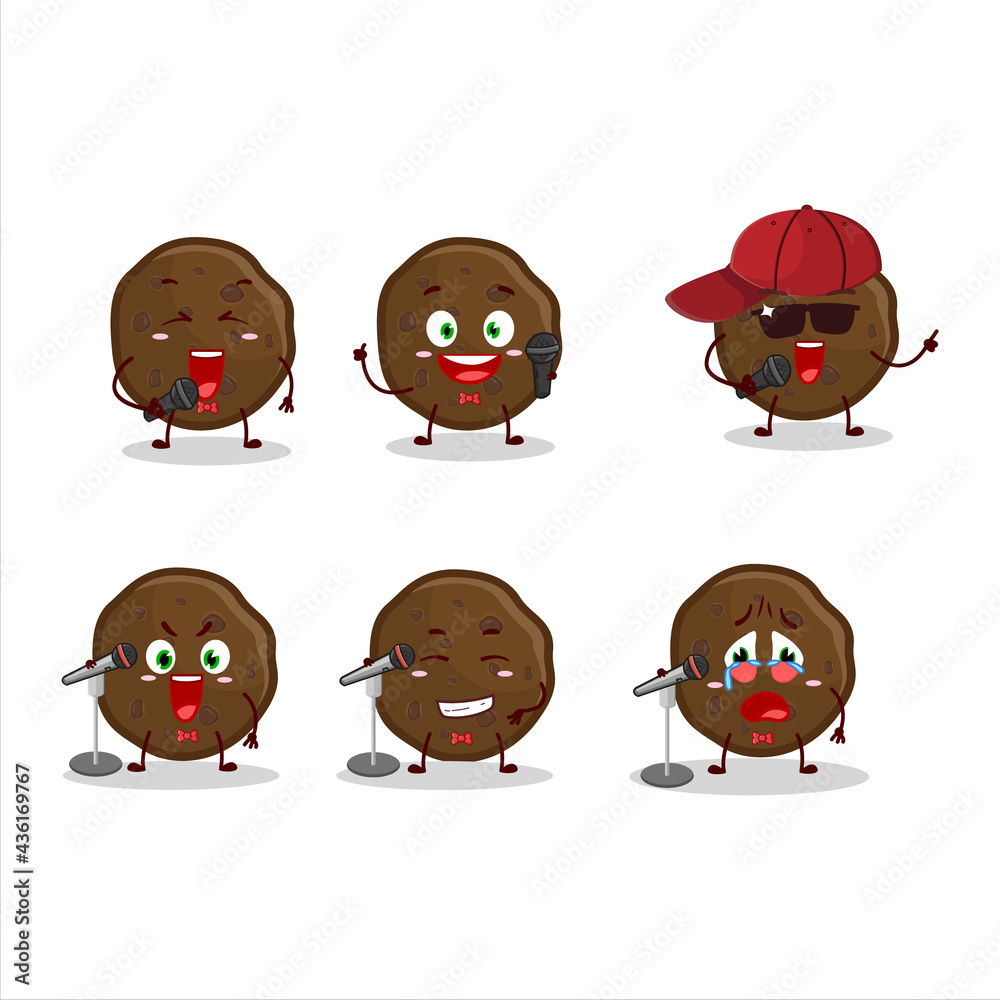 A Cute Cartoon design concept of chocolate cookies singing a famous song A Cute Cartoon design concept of chocolate cookies singing a famous song