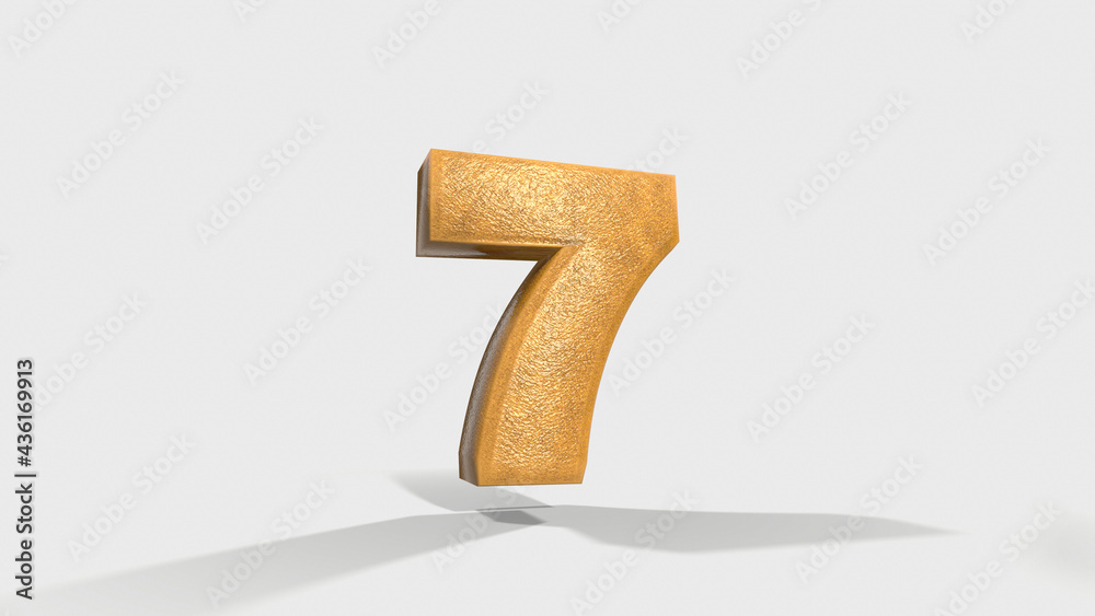 Golden number seven on a white background 3D illustration. Golden number seven on a white background 3D illustration.