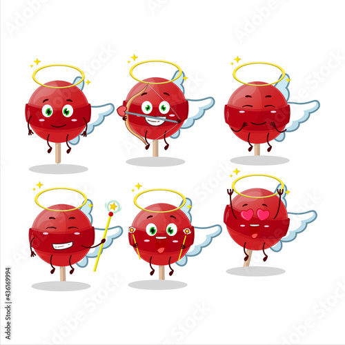Red lolipop cartoon designs as a cute angel character