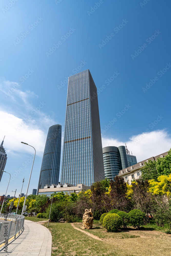 Fototapeta premium Street View of modern architecture along Haihe River in Tianjin