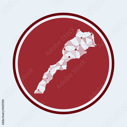 Morocco icon. Trendy tech logo of the country. Geometric mesh round design. Technology, internet, network, telecommunication concept. Vector illustration.