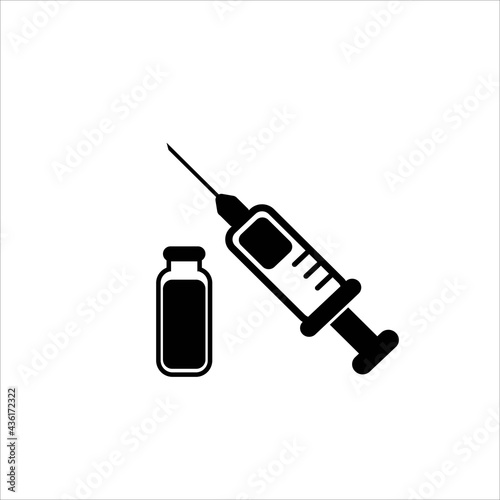 syringe and vaccine icon on white background