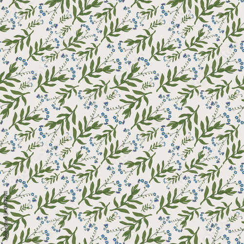 Seamless botanical light pattern with forget-me-nots 