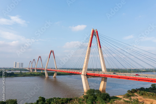 Aerial view of Nhat Tan bridge in Hanoi, Vietnam © Hanoi Photography