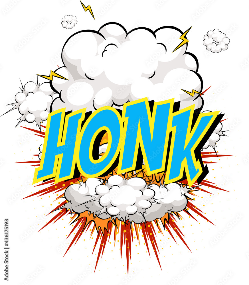 Word Honk on comic cloud explosion background