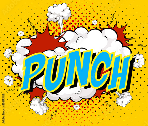 Word Punch on comic cloud explosion background