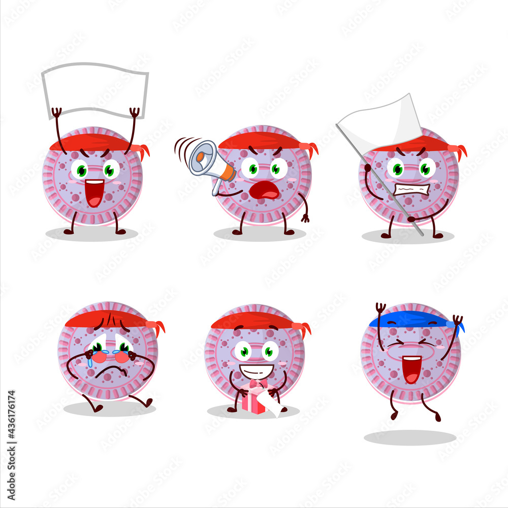 Mascot design style of strawberry biscuit character as an attractive supporter Mascot design style of strawberry biscuit character as an attractive supporter