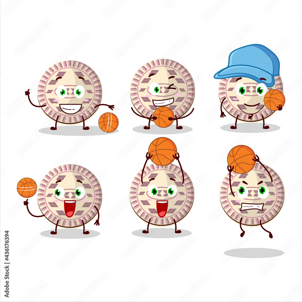 Talented vanilla biscuit cartoon character as a basketball athlete Talented vanilla biscuit cartoon character as a basketball athlete