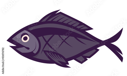 Fish in cartoon style. Beautiful underwater dweller.