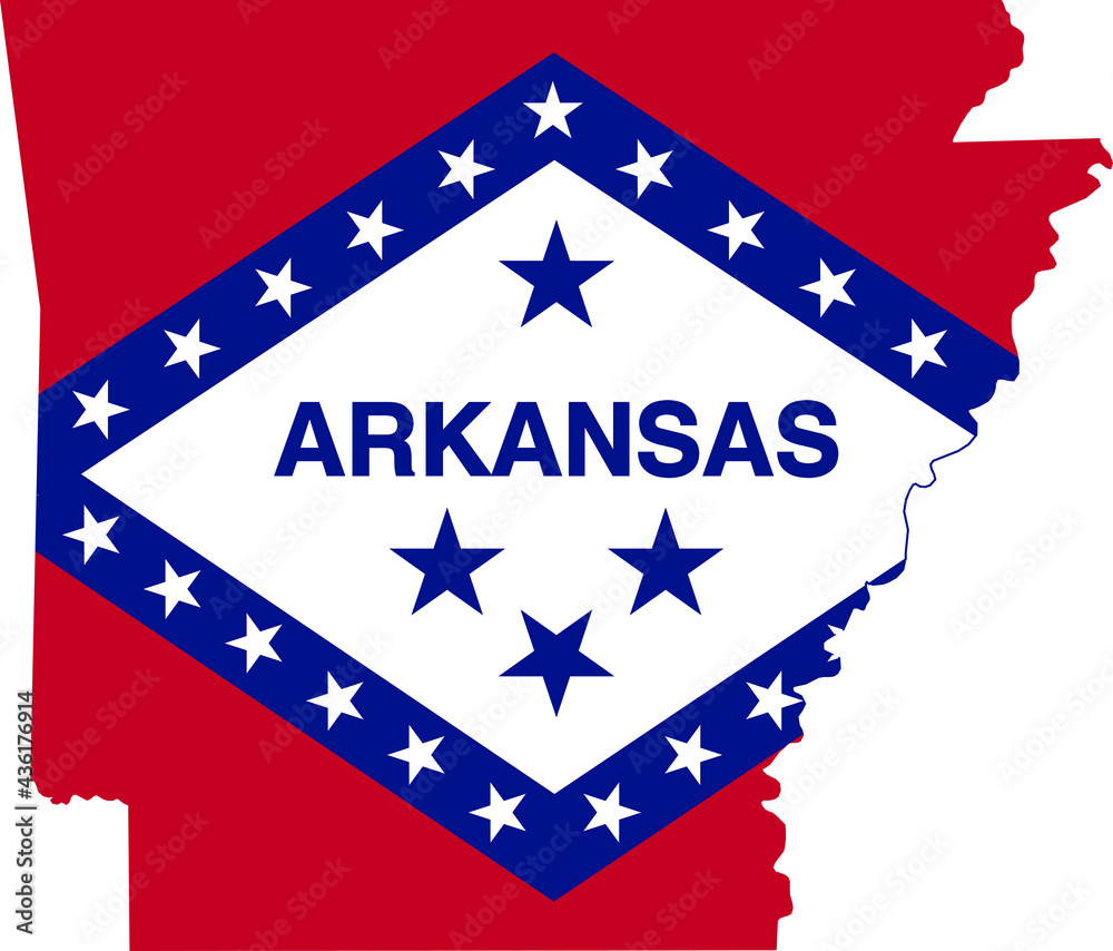 Simple flat flag map of the Federal State of Arkansas, USA Simple flat flag map of the Federal State of Arkansas, USA